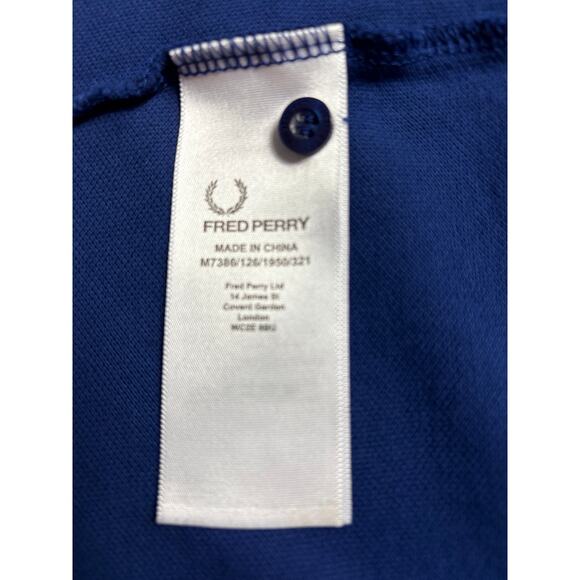 Fred Perry Men's Polo Shirt Slim Fit Blue XL Short Sleeve Cotton Pique - Picture 8 of 9
